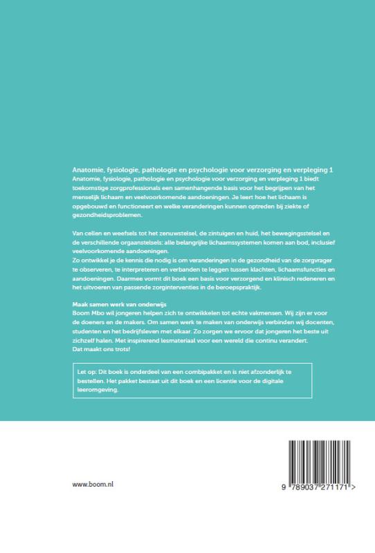 Achterkant van Anatomie, fysiologie, pathologie en psychologie voor verzorging en verpleging 1 | combipakket