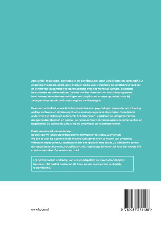 Achterkant van Anatomie, fysiologie, pathologie en psychologie voor verzorging en verpleging 2 | combipakket