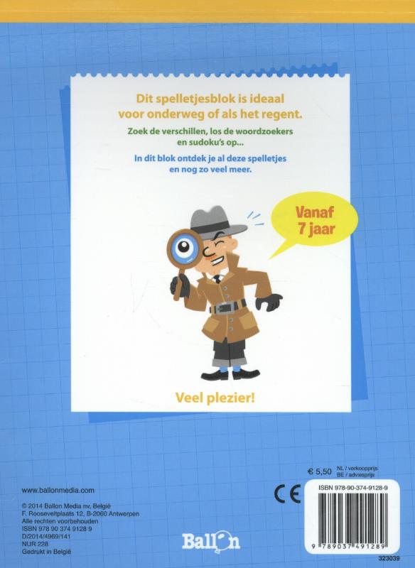 Achterkant van detective 7+