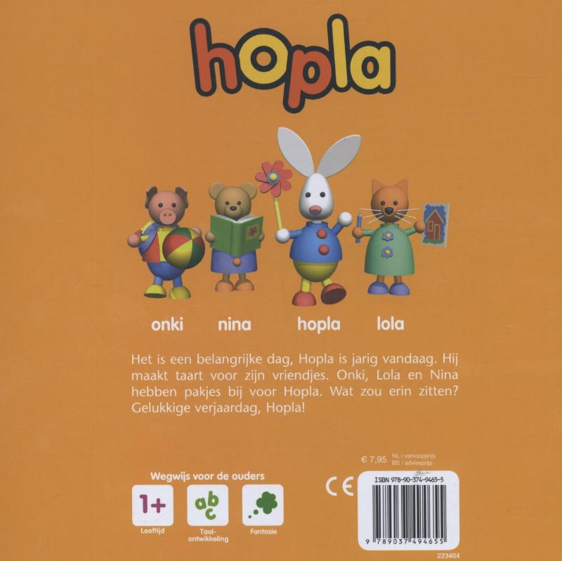 Achterkant van Hopla is jarig