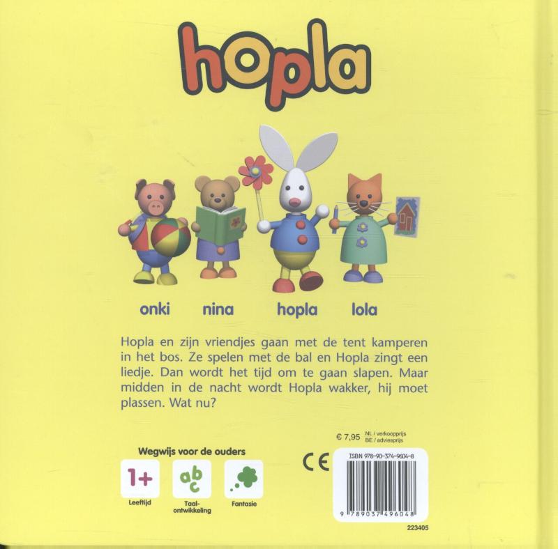 Achterkant van Hopla gaat kamperen