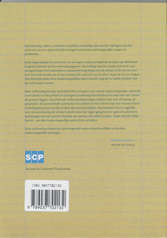 Achterkant van Grenzen aan de maatschappelijke opdracht van de school