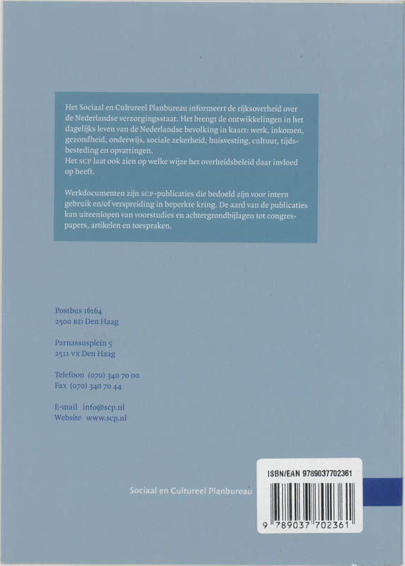 Achterkant van Het Actieplan Cultuurbereik en cultuurdeelname, 1999-2003