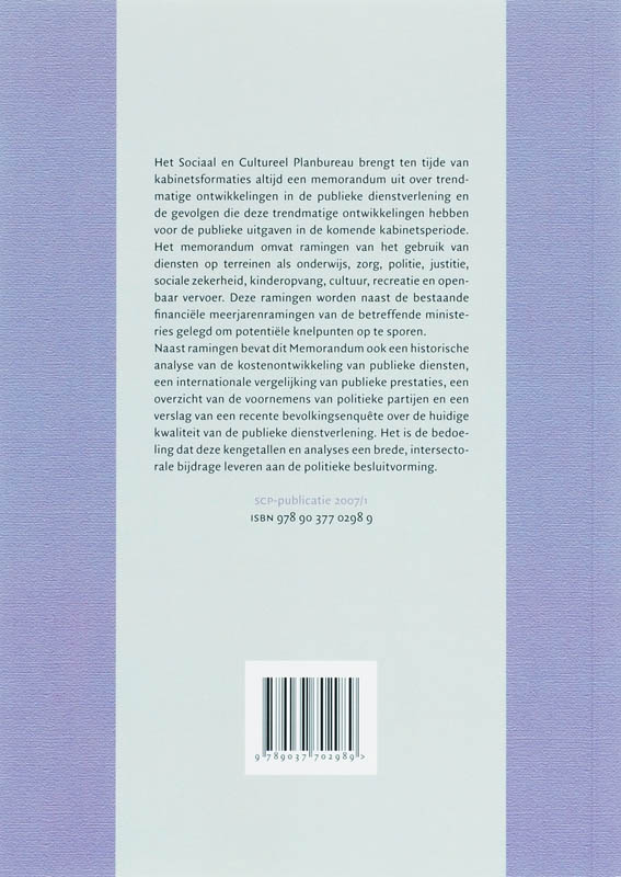Achterkant van Publieke prestaties in perspectief