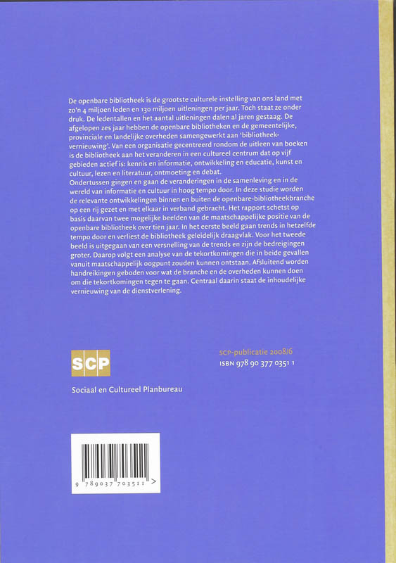 Achterkant van De openbare bibliotheek tien jaar van nu