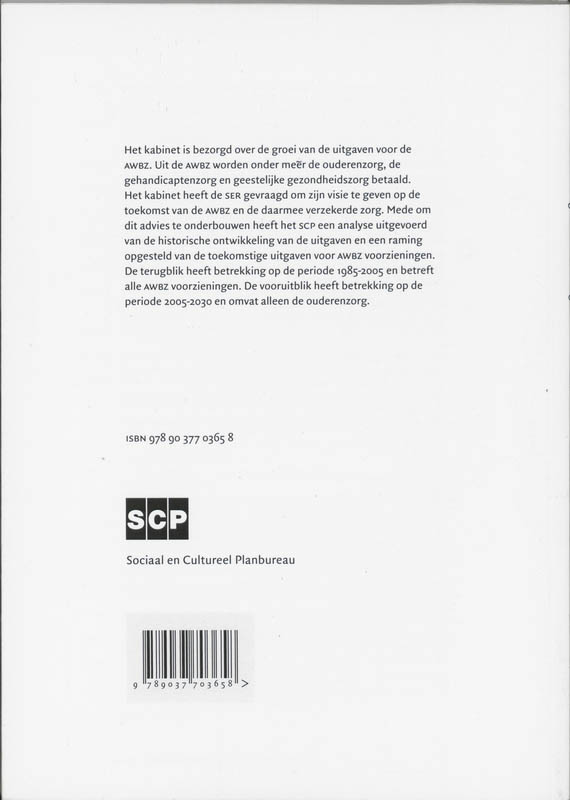 Achterkant van De ontwikkeling van de AWBZ-uitgaven