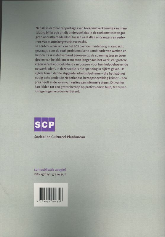 Achterkant van De toekomst van de mantelzorg