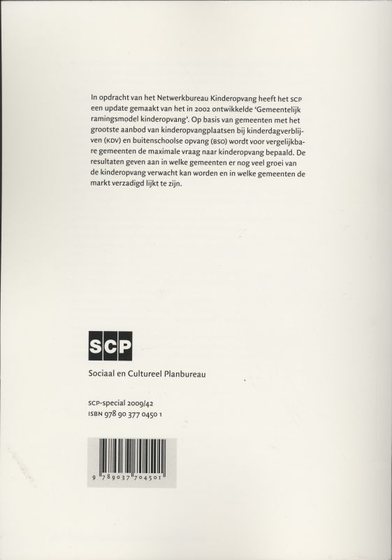 Achterkant van Gemeentelijk ramingsmodel kinderopvang 2008
