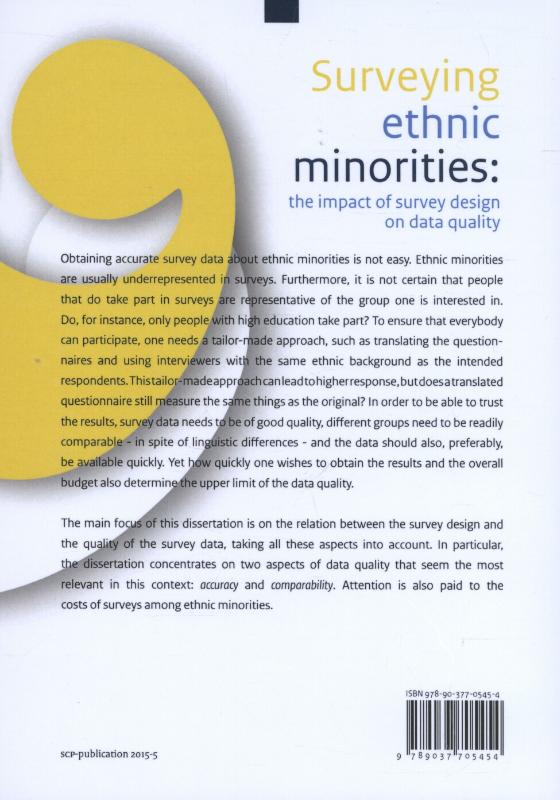 Achterkant van Surveying ethnic minorities: the impact of survey design on data quality