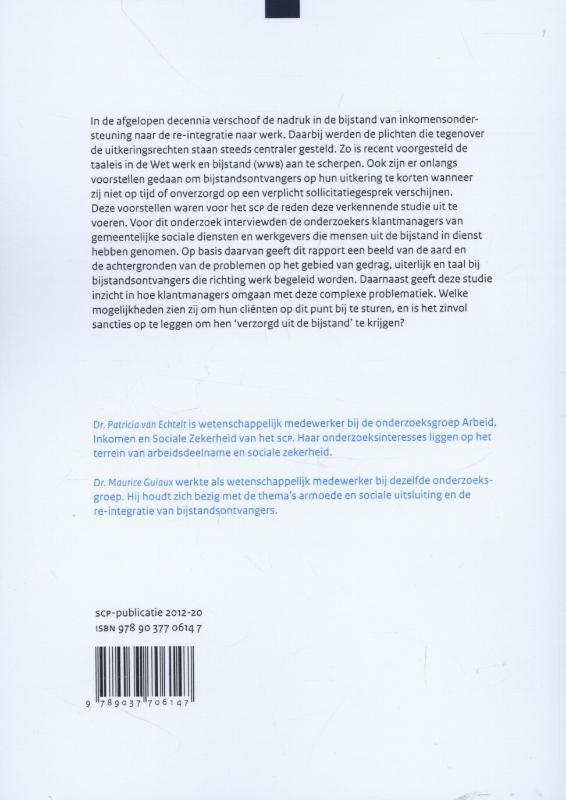 Achterkant van Verzorgd uit de bijstand