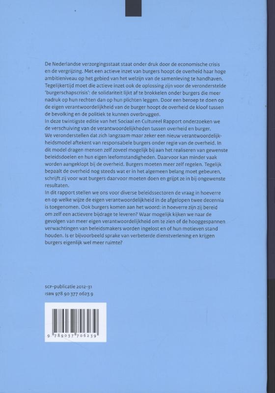 Achterkant van Sociaal en cultureel rapport 2012