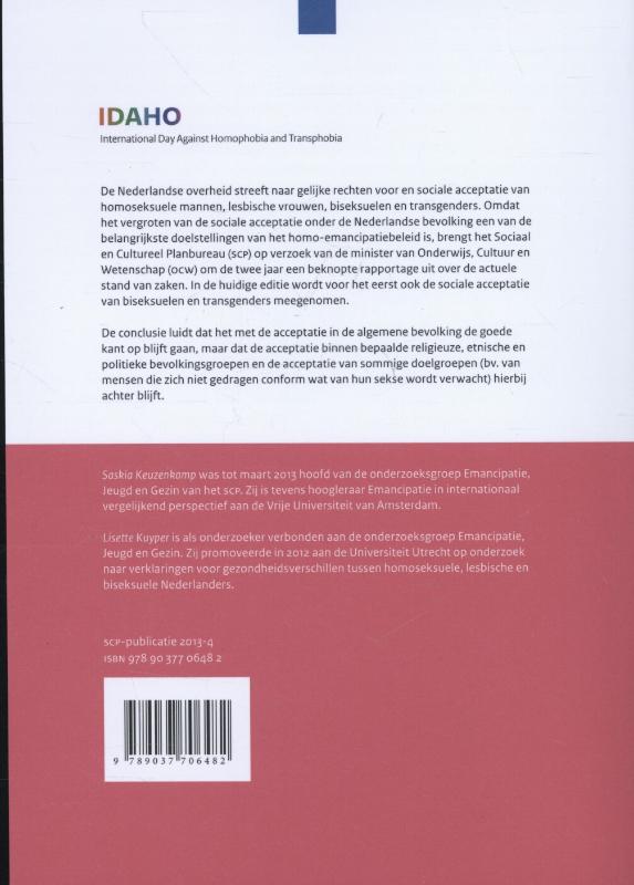 Achterkant van Acceptatie van homoseksuelen, biseksuelen en transgenders in Nederland 2013