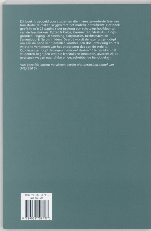 Achterkant van Prologen materieel strafrecht