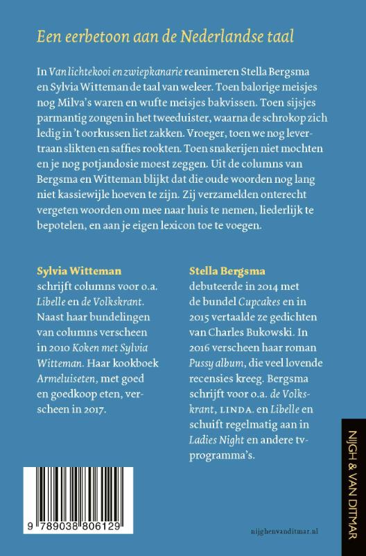 Achterkant van Van lichtekooi en zwiepkanarie