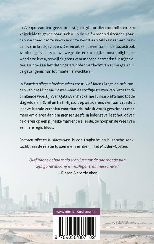 Achterkant van Paarden vliegen businessclass