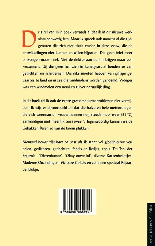 Achterkant van Niemand houdt zijn hart zo vast als ik