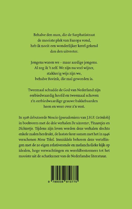 Achterkant van De uitvreter / Titaantjes / Dichtertje / Mene Tekel