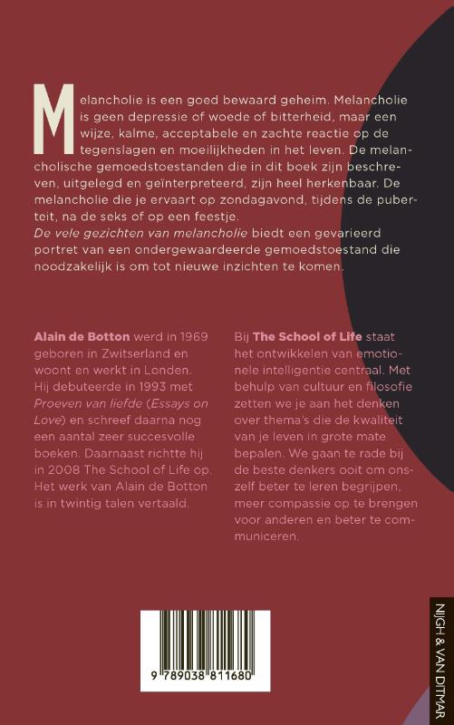 Achterkant van De vele gezichten van melancholie