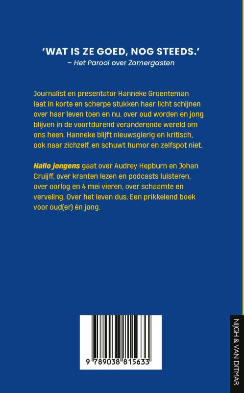 Achterkant van Hallo jongens