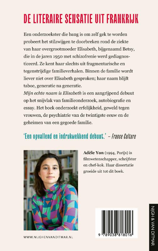 Achterkant van Mijn echte naam is Elisabeth