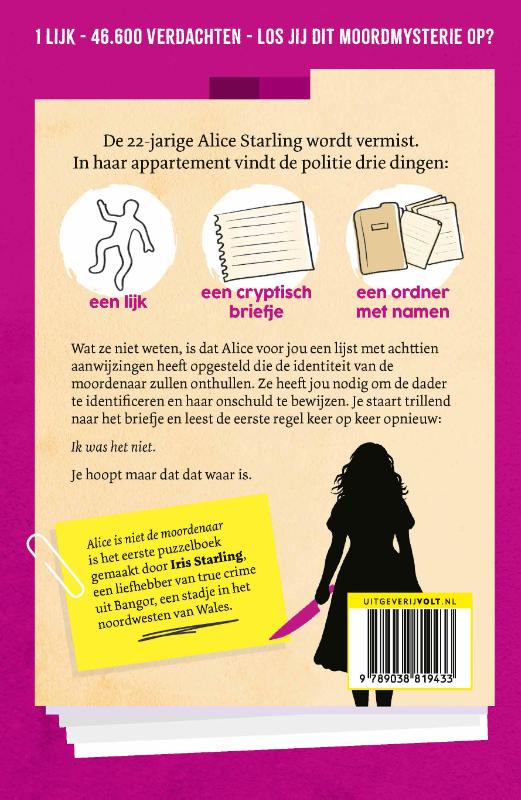 Achterkant van Alice is niet de moordenaar