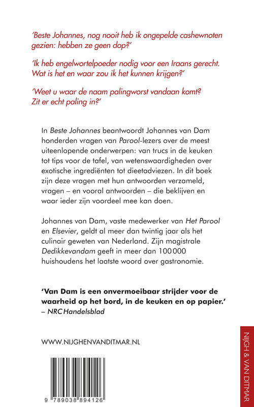 Achterkant van Beste Johannes