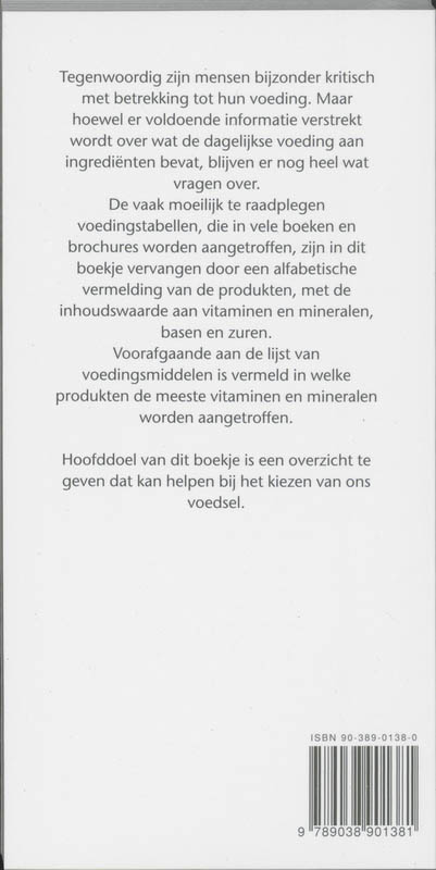 Achterkant van De aktuele voedingstabel