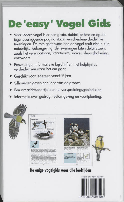 Achterkant van De 'easy' vogelgids van heel Europa