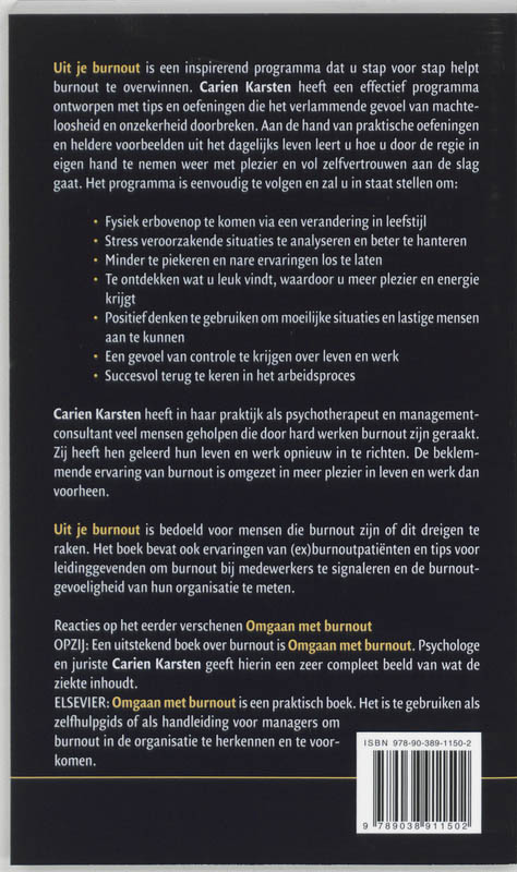 Achterkant van Uit je burnout