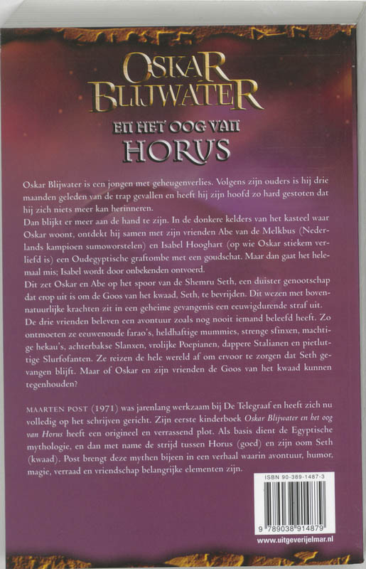 Achterkant van Oskar Blijwater en het oog van Horus