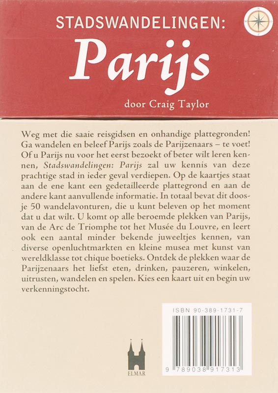 Achterkant van Stadswandelingen door Parijs