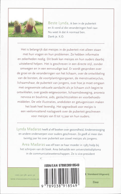 Achterkant van Het opgroeiboek voor meisjes