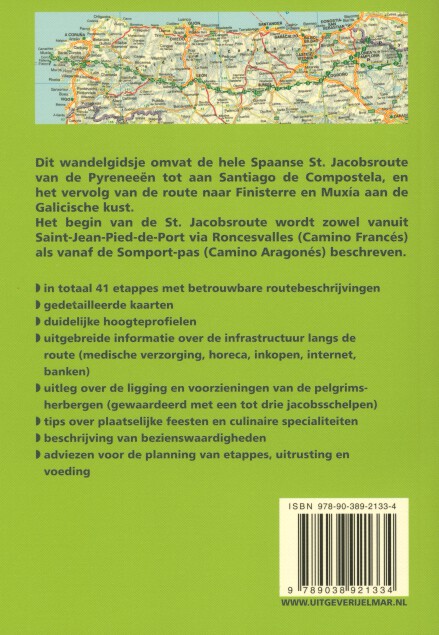 Achterkant van Rother wandelgids Spaanse St. Jacobsroute