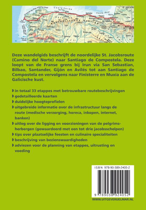 Achterkant van Camino del Norte - kustroute