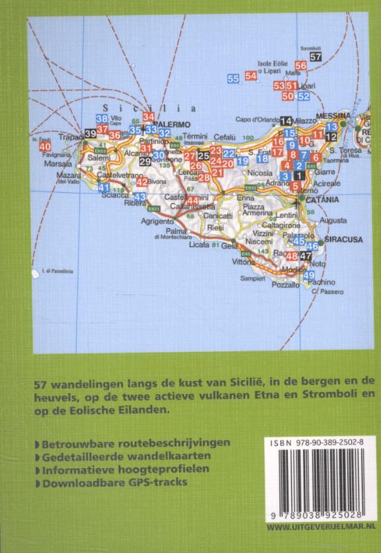 Achterkant van Rother wandelgids Sicilië