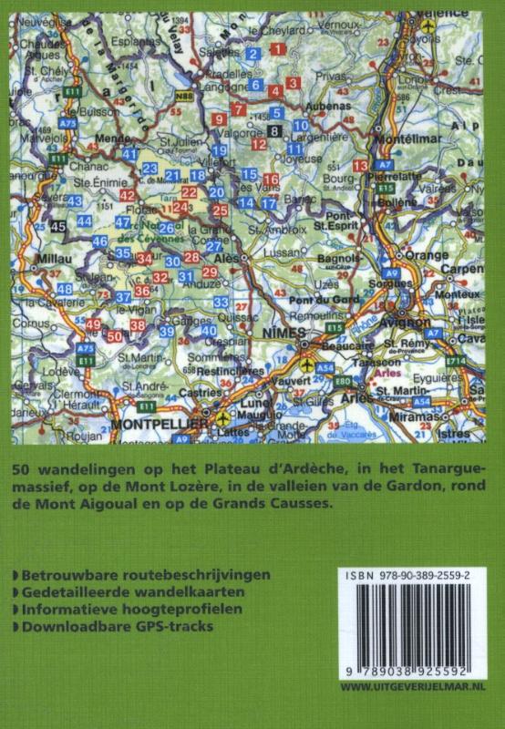 Achterkant van Rother wandelgids Cevennen-Ardèche