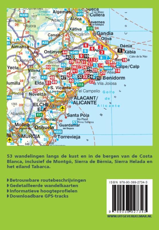 Achterkant van Rother wandelgids Costa Blanca