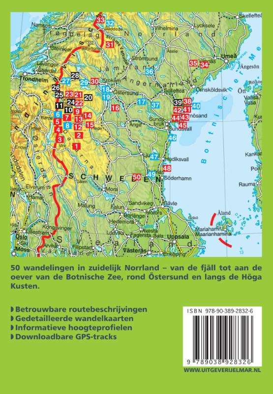 Achterkant van Rother wandelgids Midden-Zweden