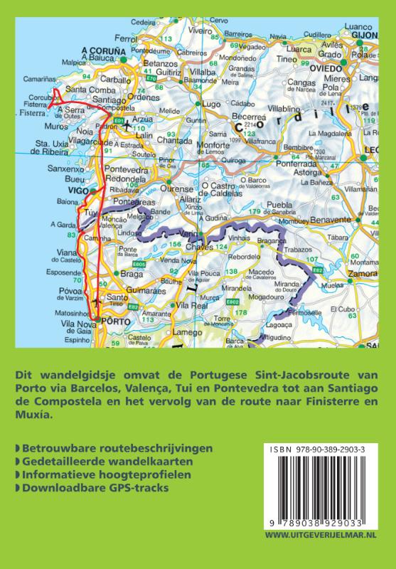 Achterkant van Rother wandelgids Caminho Português