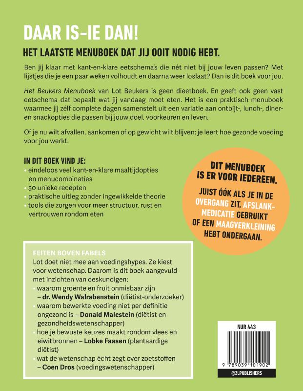 Achterkant van Het Beukers menuboek