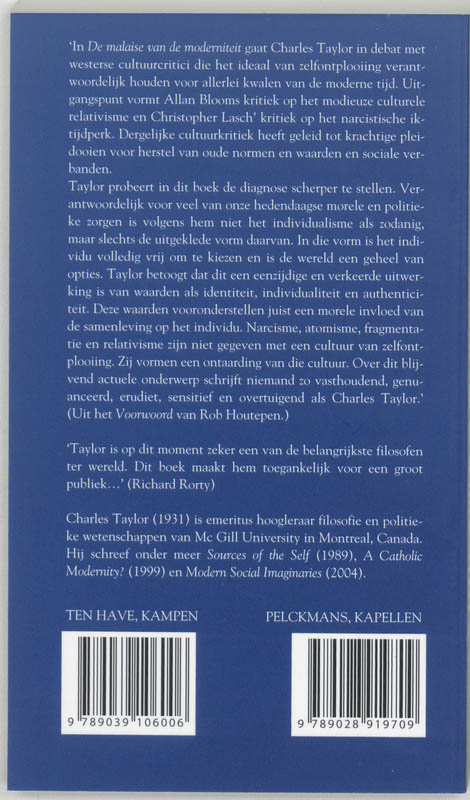 Achterkant van De malaise van de moderniteit