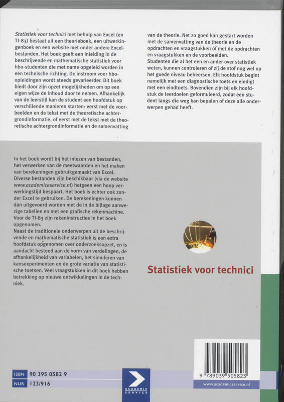 Achterkant van Statistiek voor technici