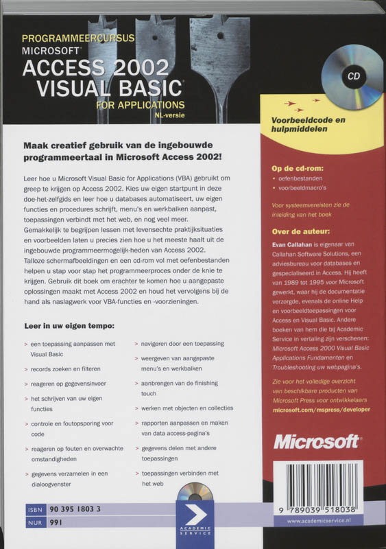Achterkant van Programmeercursus Microsoft Access 2002 Visual Basic Application
