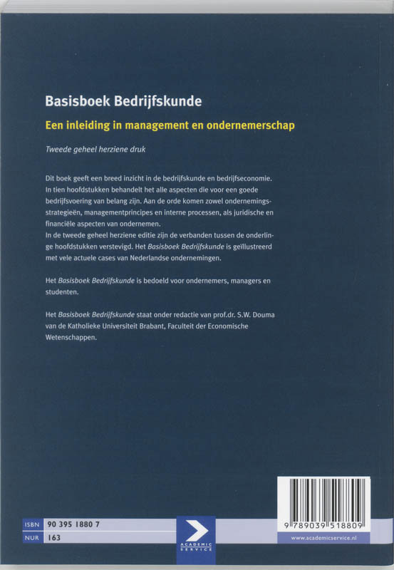 Achterkant van Basisboek Bedrijfskunde