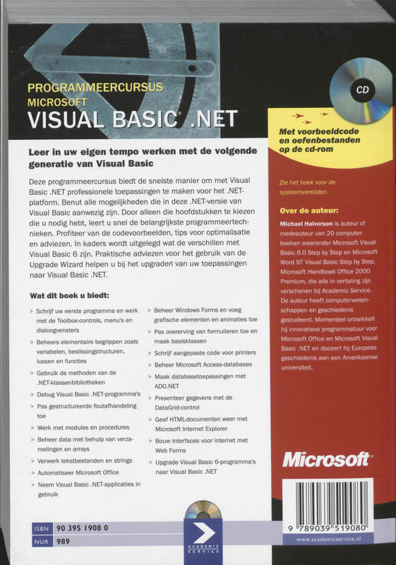 Achterkant van Microsoft Visual Basic.NET