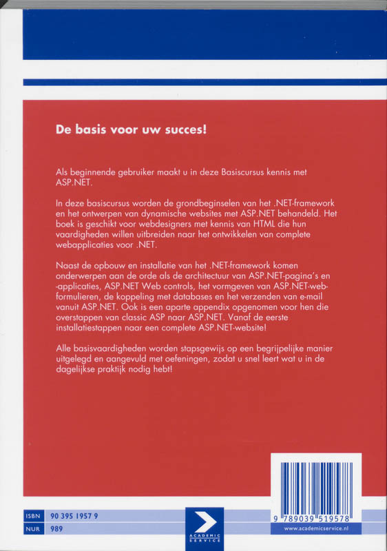Achterkant van Basiscursus ASP.NET