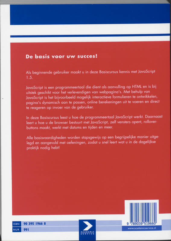 Achterkant van Basiscursus Javascript 1.5