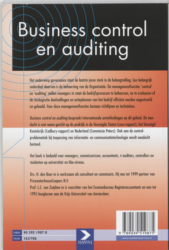 Achterkant van Business control en auditing
