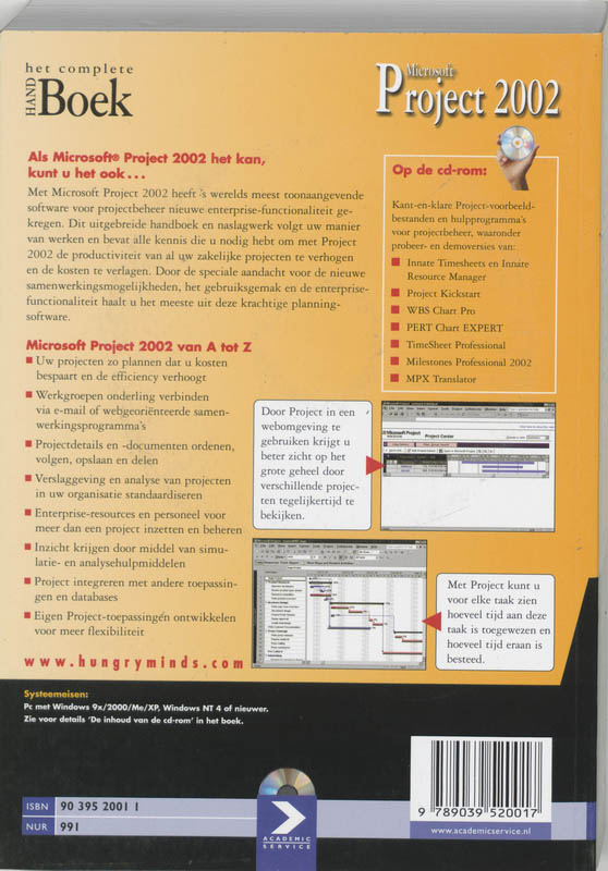 Achterkant van Microsoft Project 2002