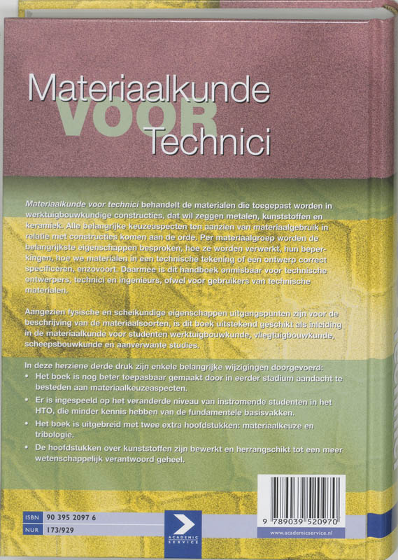 Achterkant van Materiaalkunde voor technici